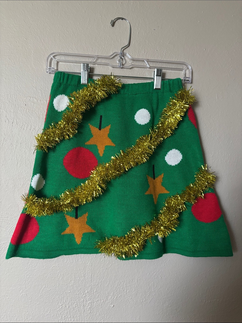 Target Green A-Line Holiday Skirt with Red, White, Gold Accents